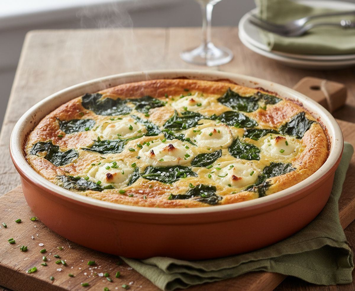 Clafoutis aux épinards et chèvre