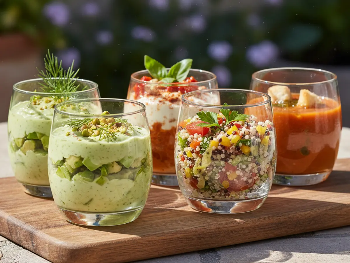 Verrines apéro végétariennes sans cuisson